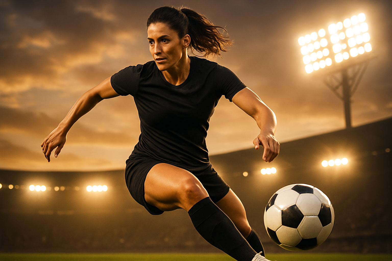 Atleta de futebol feminino em ação